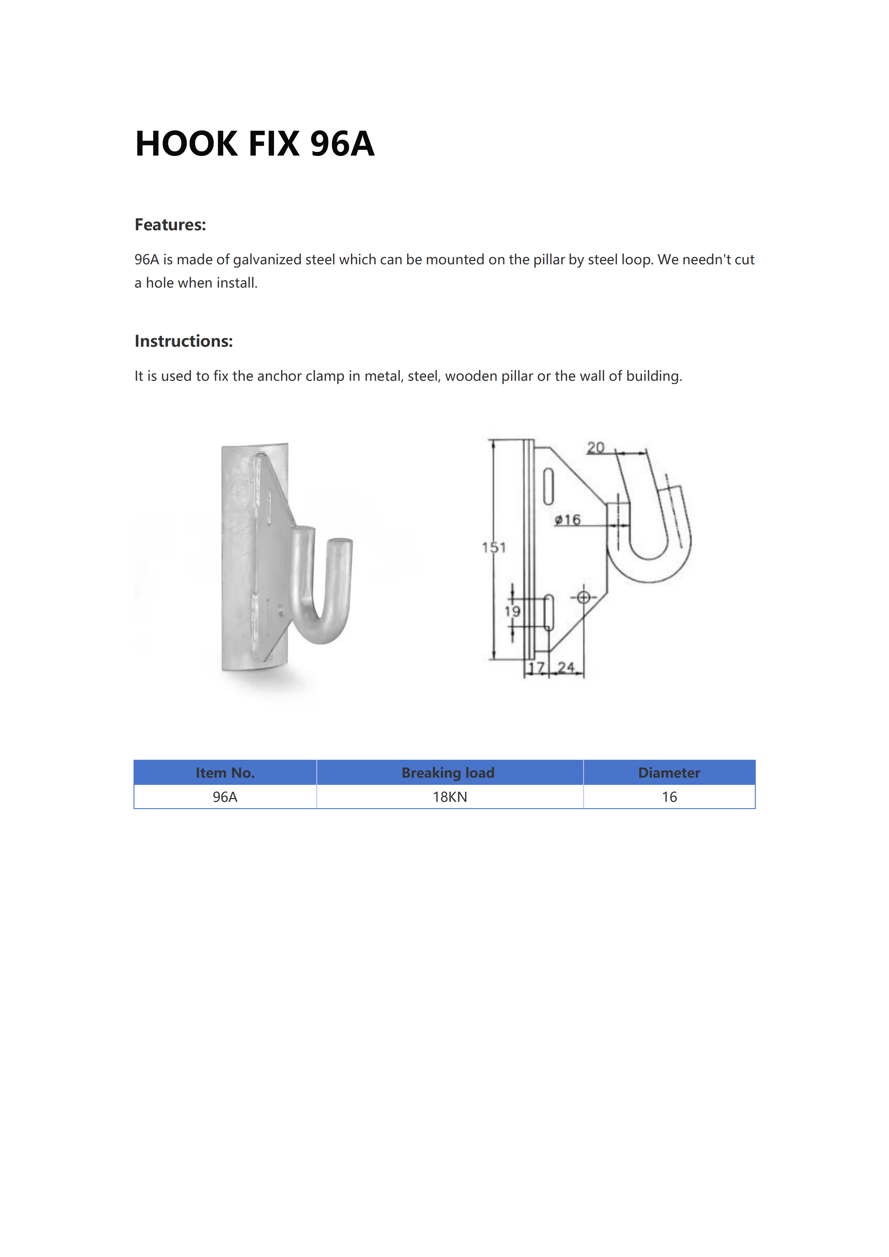 96A Anchor Clamp Hook detail 1